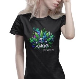 Black Graphic T Green & Blue 420 Leaves ‘Smoke To Stay Sane’ Shirt